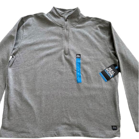 Real Work Mens Sweatshirt Jacket Gray 1/4 Zip Front Pullover Jacket Large NEW - Picture 14 of 14